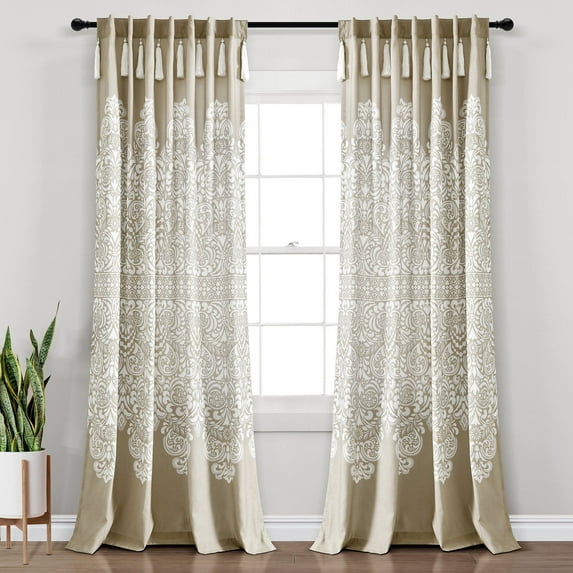 Lush Decor Boho Medallion Window Curtain Panels Neutral 52x84 Set