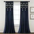 thumbnail image 1 of Lush Decor Boho Pom Pom Tassel Linen Window Curtain Panel Navy Single 52X95, 1 of 11