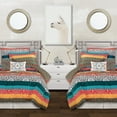 thumbnail image 1 of Lush Decor Boho Stripe Polyester Reversible Comforter, Twin-XL, Turquoise/Tangerine, 5-Pc Set, 1 of 4
