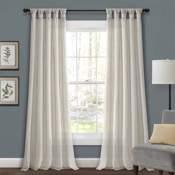 Lush Decor Burlap Knotted Tab Top Window Panels - Blue - 84 x 45