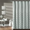 thumbnail image 1 of Lush Decor Chenille Chevron Geometric Cotton Shower Curtain, 72x72, Pastel Blue, Single, 1 of 11
