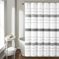 thumbnail image 1 of Lush Decor Chic Stripe Yarn Dyed Eco-Friendly Recycled Cotton Shower Curtain Gray Single 72X72, 1 of 9