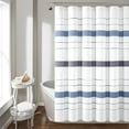thumbnail image 1 of Lush Decor Chic Stripe Yarn Dyed Eco-Friendly Recycled Cotton Shower Curtain Navy Single 72X72, 1 of 9