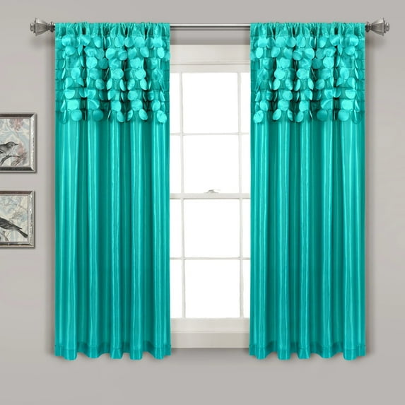Lush Decor Circle Dream 63" x 54" Textured Turquoise 3" Rod Pocket Pair Window Panel
