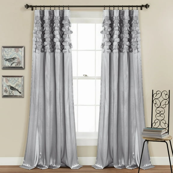 Lush Decor Circle Dream 84" x 54" Textured Light Gray 100% Polyester 3" Rod Pocket Pair Window Panel