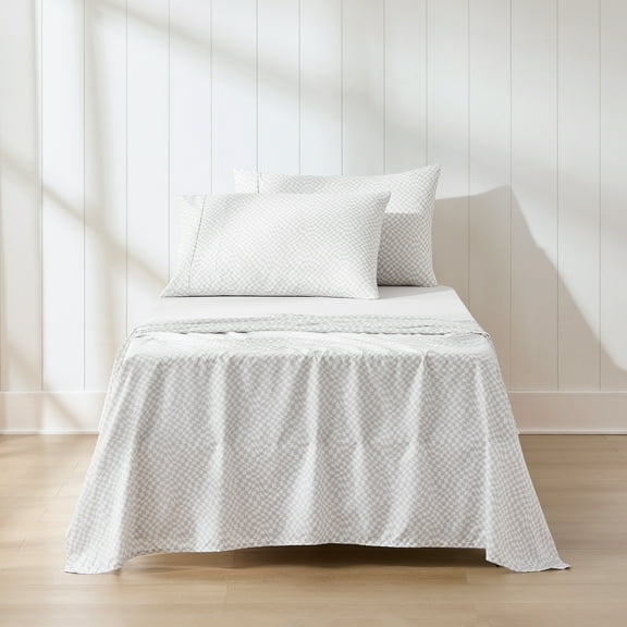 Lush Decor Circus Wavy Checks 4-Piece Bed Sheet Set, Twin, Light Gray