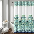 thumbnail image 1 of Lush Decor Clara Damask Shower Curtain, 72x72, Blue/Green, Single, 1 of 11