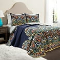 thumbnail image 1 of Lush Decor Clara Navy Damask Cotton Quilt, Full/Queen with 2 Pillow Shams, 1 of 11