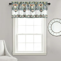 Lush Decor Clara Room Darkening 18" x 52" + 2" Header Damask Navy 100% Polyester 3" Rod Pocket Single Valance