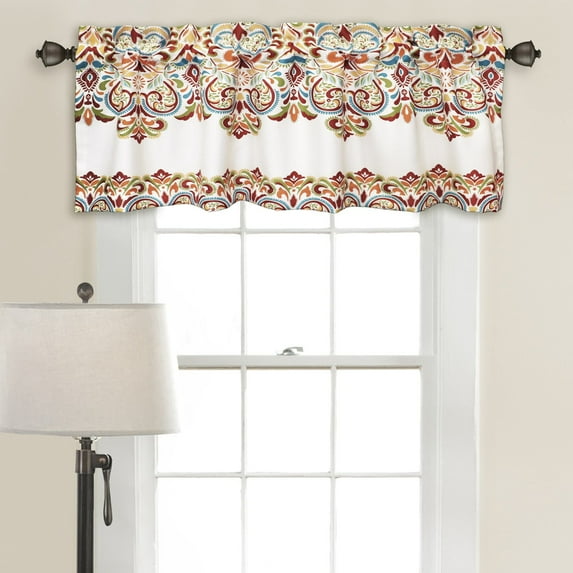 Lush Decor Clara Room Darkening 18" x 52" + 2" Header Damask Turquoise 3" Rod Pocket Single Valance