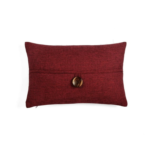 Lush Decor Clayton Woven Button Decorative Pillow Cover Red Single 13 in x 20 in