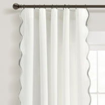 Lush Decor Coastal Chic Scallop Edge Window Curtain Panels, Gray/White, 52X84