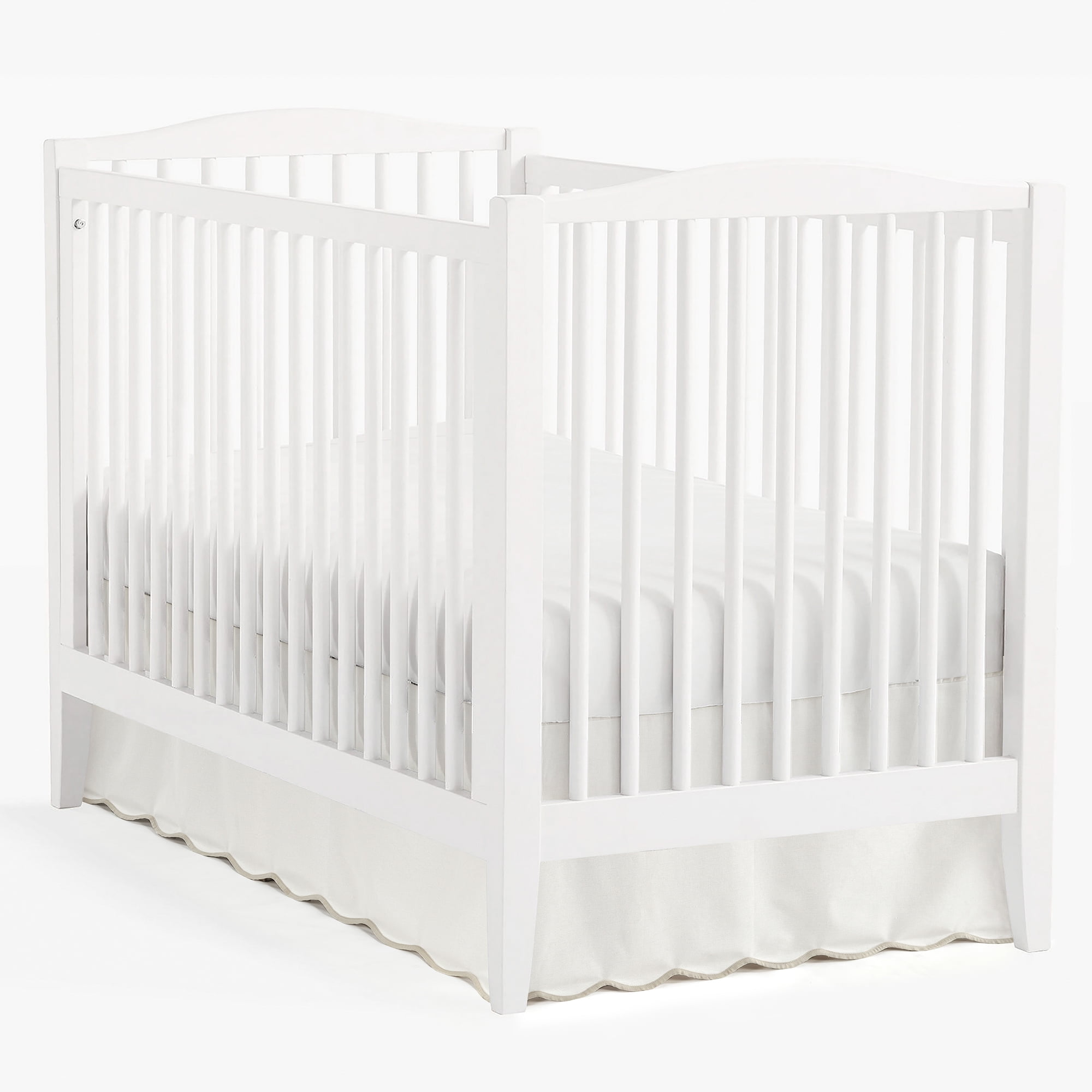 Lush Decor Coastal Chic Scalloped Edge Baby Crib Skirt Single 28" W x 52" L + 16" Drop Neutral - Scalloped Crib Skirt - Gender Neutral Nursery Decor - White Crib Skirt