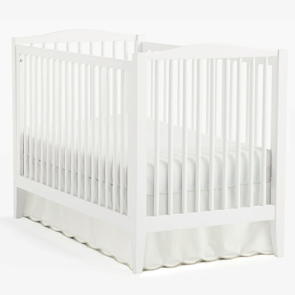 Lush Decor Coastal Chic Scalloped Edge Baby Crib Skirt Single 28" W x 52" L + 16" Drop Neutral - Scalloped Crib Skirt - Gender Neutral Nursery Decor - White Crib Skirt