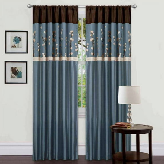 Lush Decor Cocoa Blossom Window Curtains, Pair, 42" x 84"