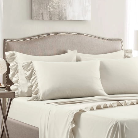 Lush Decor Contemporary White Microfiber Sheet Sets, Twin, 4 Pieces
