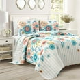 thumbnail image 1 of Lush Decor Cottage Core Ariana Flower Reversible Oversized Quilt Blue/Dusty Pink 3Pc Set Full/Queen, 1 of 11