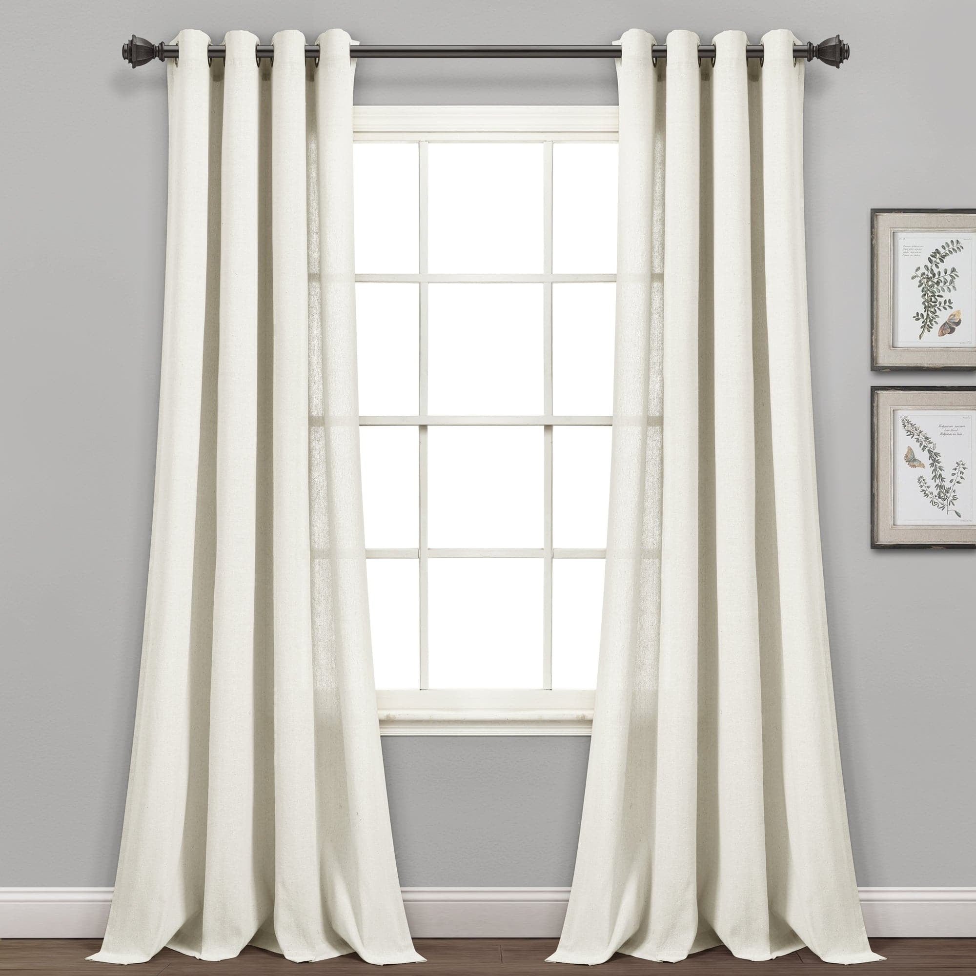 Light Linen Cotton Blend Grommet Window Curtain Panels