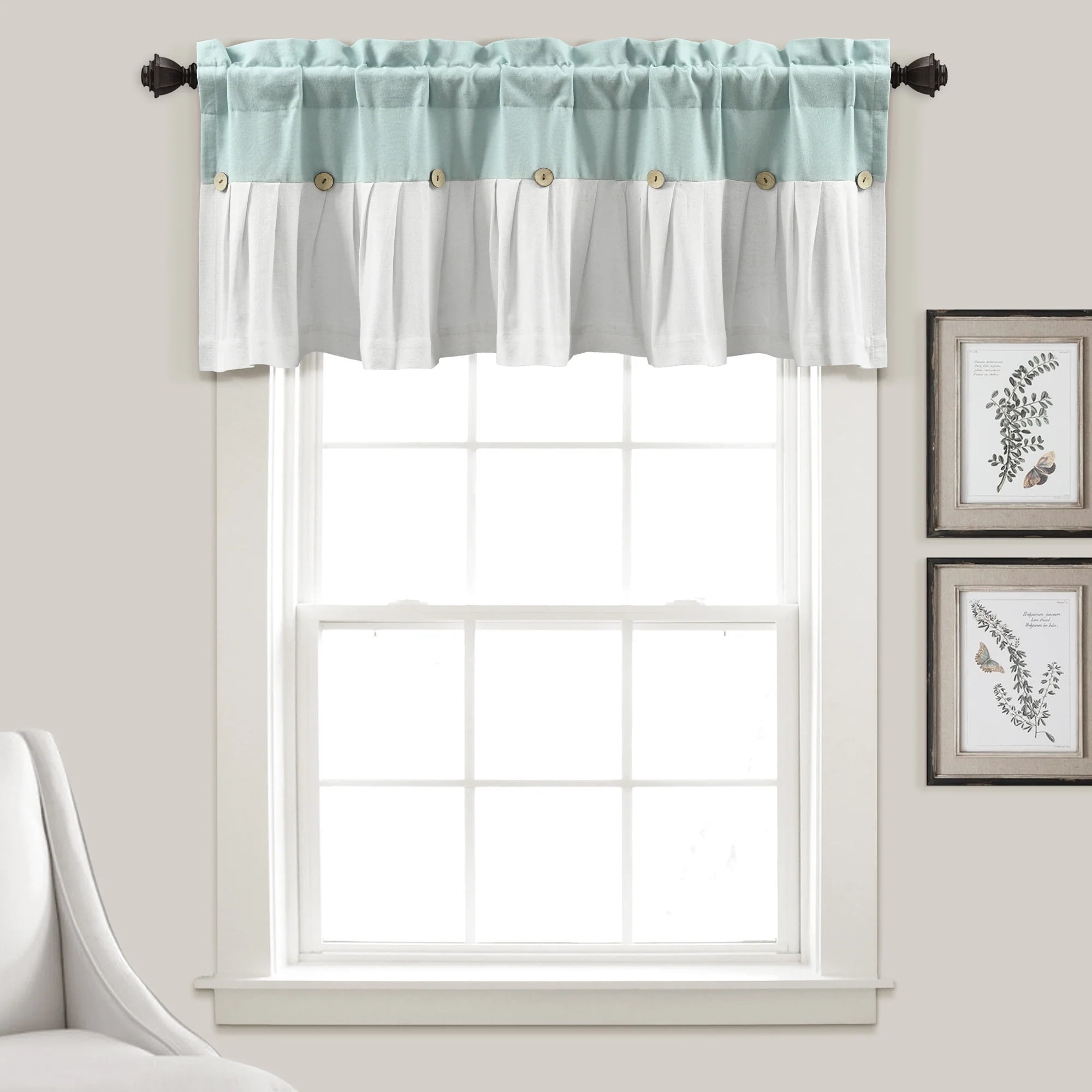 Farmhouse Beige Linen Button Rod Pocket Window Valance