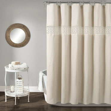 Lush Decor Dana Lace Cotton Blend Shower Curtain, 72x72, Neutral, Single