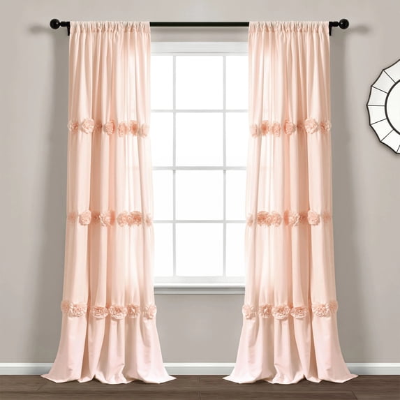 Lush Decor Darla Craft Flower 84" x 40" Textured Blush 3" Rod Pocket Single Window Panel