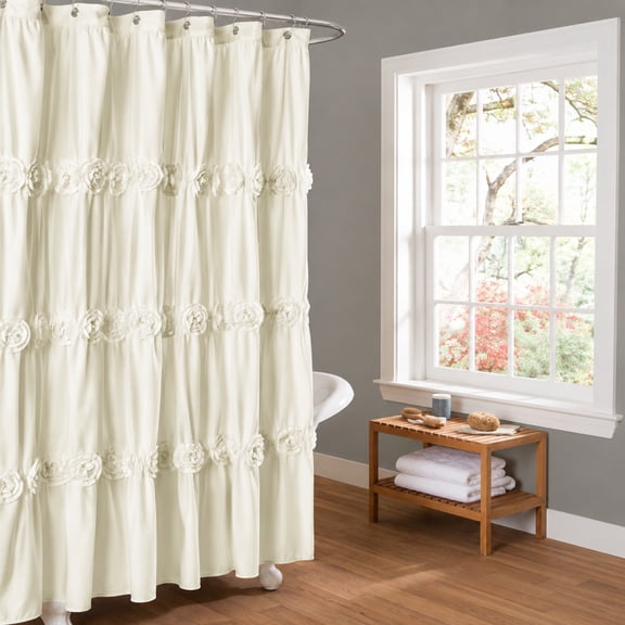 Lush Decor Darla Solid Shower Curtain, 72x72, Ivory, Single