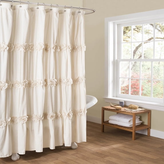 Lush Decor Darla Solid Shower Curtain, 72x72, Ivory, Single
