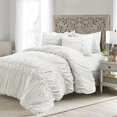 thumbnail image 1 of Lush Decor Darla Textured Ruching Comforter, Full/Queen, White, 3-Pc Set, 1 of 6