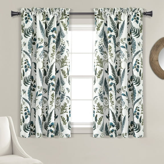 Lush Decor Devonia Allover Window Panels Light Filtering - Navy/Green - 108 x 52