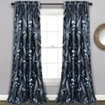 thumbnail image 1 of Lush Decor Devonian All-over Room Darkening 84" x 52" + 2" Header Nature Navy 3" Rod Pocket Pair Window Panel Curtain, 1 of 11