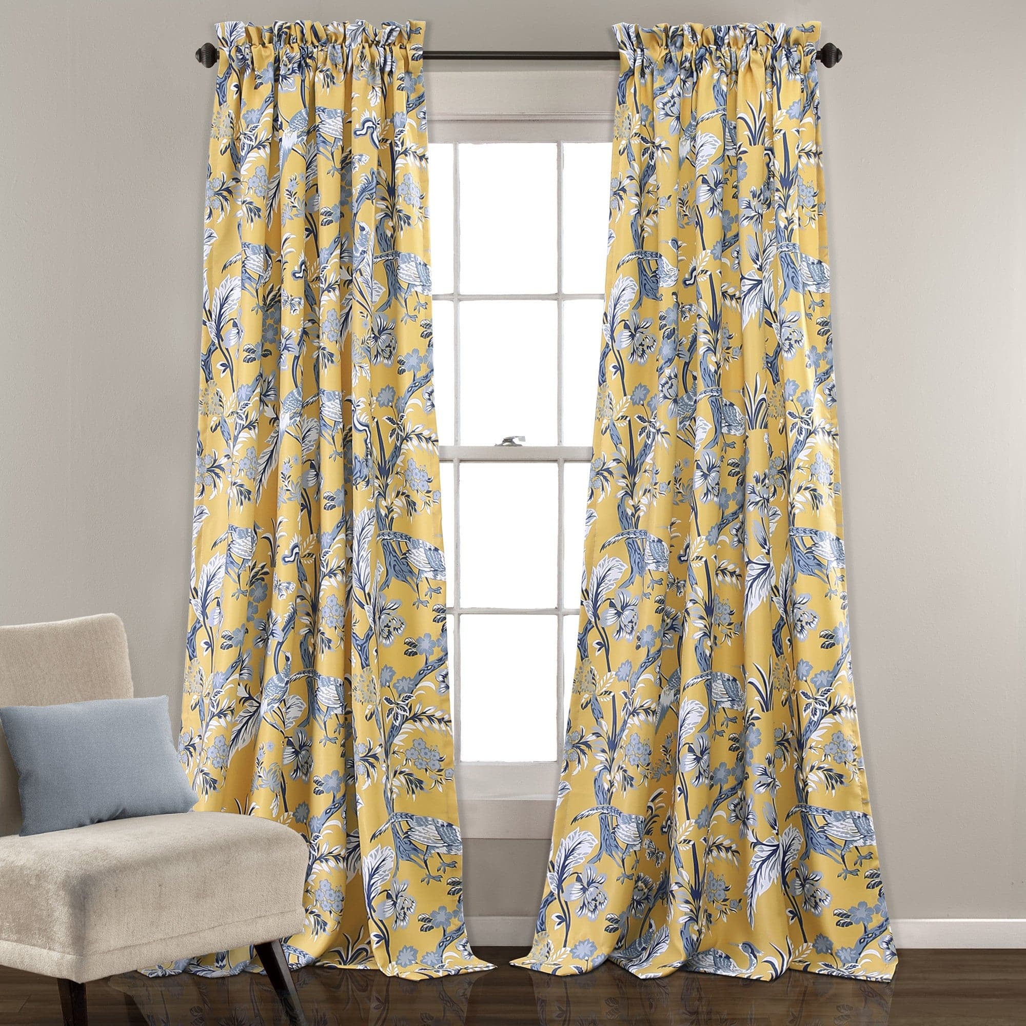 Dolores Yellow Polyester Blackout Window Curtain Panels