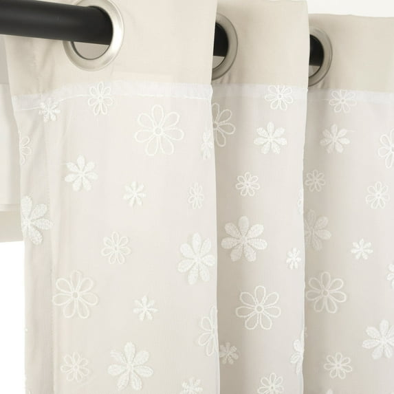 Lush Decor Dylin Flower Window Curtain Panel - Ivory - 40 X 84