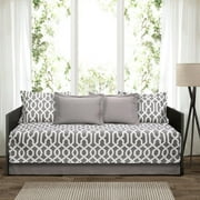 Lush Decor Edward Trellis Geometric Polyester Daybed, 39"x75", Gray, 6-Pc Set