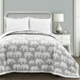 thumbnail image 1 of Lush Decor Elephant Parade Animal Print Sherpa Reverse Blanket/Coverlet, Full/Queen, Soft Gray, Single, 1 of 5