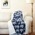 thumbnail image 1 of Lush Decor Elephant Parade Kids Animal Print Polyester Sherpa Reverse Throw, 60" x 50", Navy, Single, 1 of 11