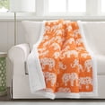 thumbnail image 1 of Lush Decor Elephant Parade Sherpa Throw Orange Single 50X60, 1 of 11