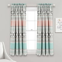 Lush Decor Elephant Stripe Window Panels Light Filtering - Turquoise/Pink - 84 x 52