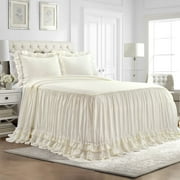 Lush Decor Ella Parisian Vintage Chic Ruffle Lace Bedspread Ivory 3Pc Set King