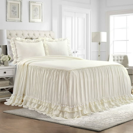 Lush Decor Ella Parisian Vintage Chic Ruffle Lace Bedspread Ivory 3Pc Set King price history and forecast - Lush Decor 16T006027