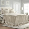 thumbnail image 1 of Lush Decor Ella Parisian Vintage Chic Ruffle Lace Bedspread Neutral 3Pc Set King, 1 of 11