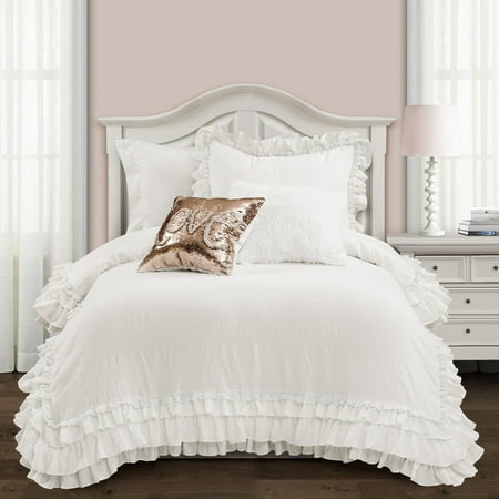 Lush Decor Ruffled Bedding Comforter Set, Parisian Vintage Chic Ruffle Lace, White, 2-Piece, Twin XL price history and forecast - Lush Decor 16T004403