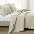 thumbnail image 1 of Lush Decor Ella Shabby Chic Ruffle Lace Quilt Neutral 3Pc Set King, 1 of 11