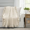 thumbnail image 1 of Lush Decor Ella Shabby Chic Ruffle Lace Throw Neutral Single 50X60+3, 1 of 11