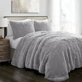 thumbnail image 1 of Lush Decor Emma Faux Fur Comforter, Full/Queen, Light Gray, 3-Pc Set, 1 of 11