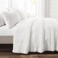 Lush Decor Emma Faux Fur Comforter, King, White, 3Pc Set