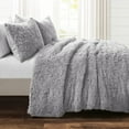 thumbnail image 1 of Lush Decor Emma Faux Fur Comforter Light Gray 3Pc Set King, 1 of 11