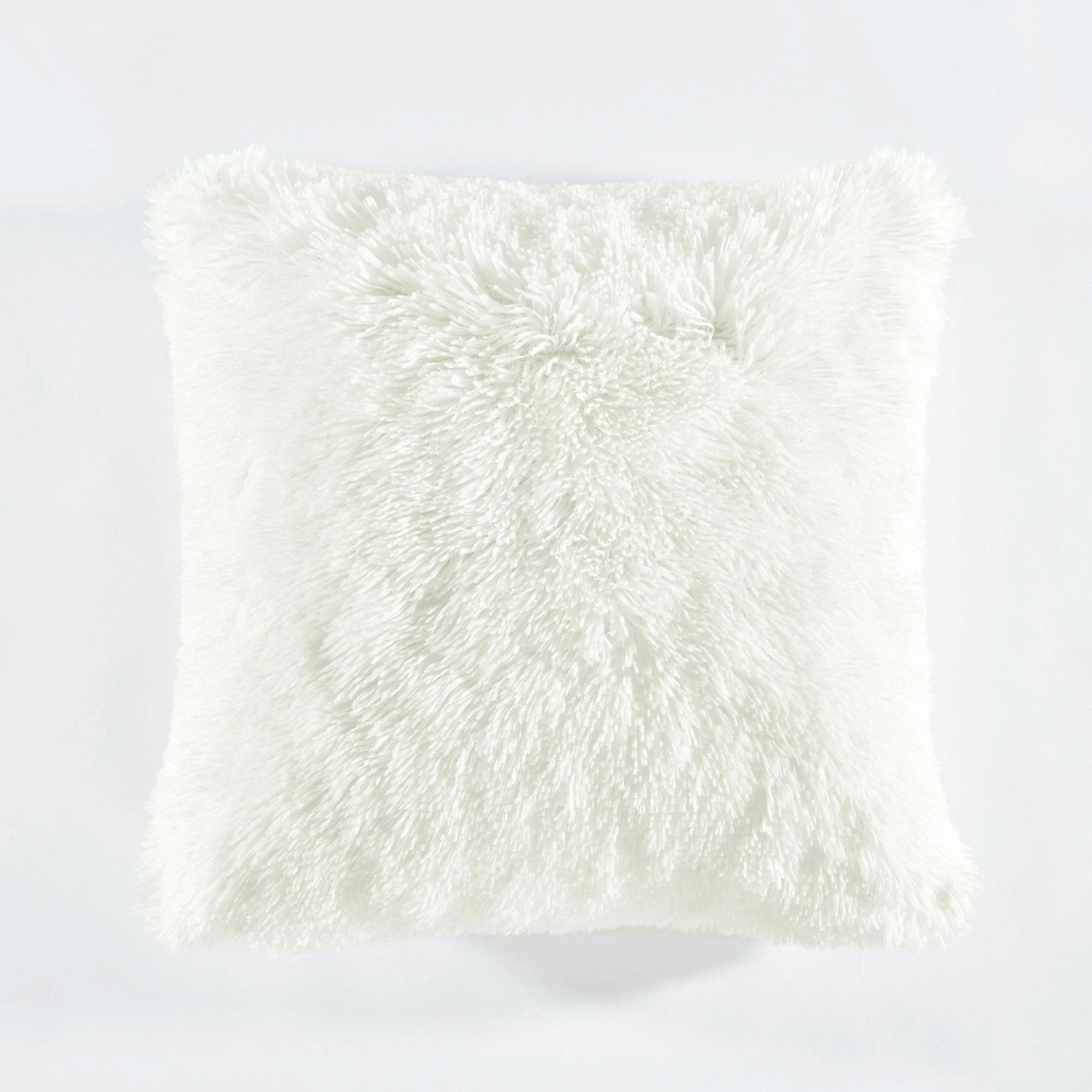 White Faux Fur Medium Square Decorative Pillow