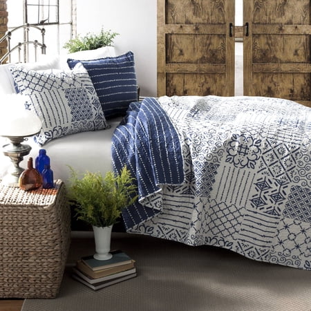 Lush Decor Essential Living Contemporary 320 Thread Count Patchwork Monique 3 Piece Bedding Sets, King