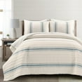 thumbnail image 1 of Lush Decor Farmhouse 460 Thread Count Striped 3 Piece Quilt Sets, Full/Queen With Quilt, Pillow Shams, 1 of 9