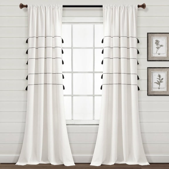 Lush Decor Farmhouse Boho Stripe Window Curtain Panels - Gray Ombre - 42 X 84